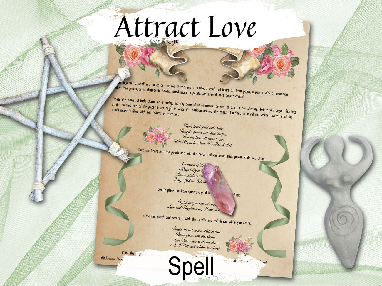 ATTRACT LOVE CHARM Valentines Day Love Spell, Wicca Witchcraft Love Romance, White Magick Find a Lover, Green Witch Herb Apothecary - Morgana Magick Spell