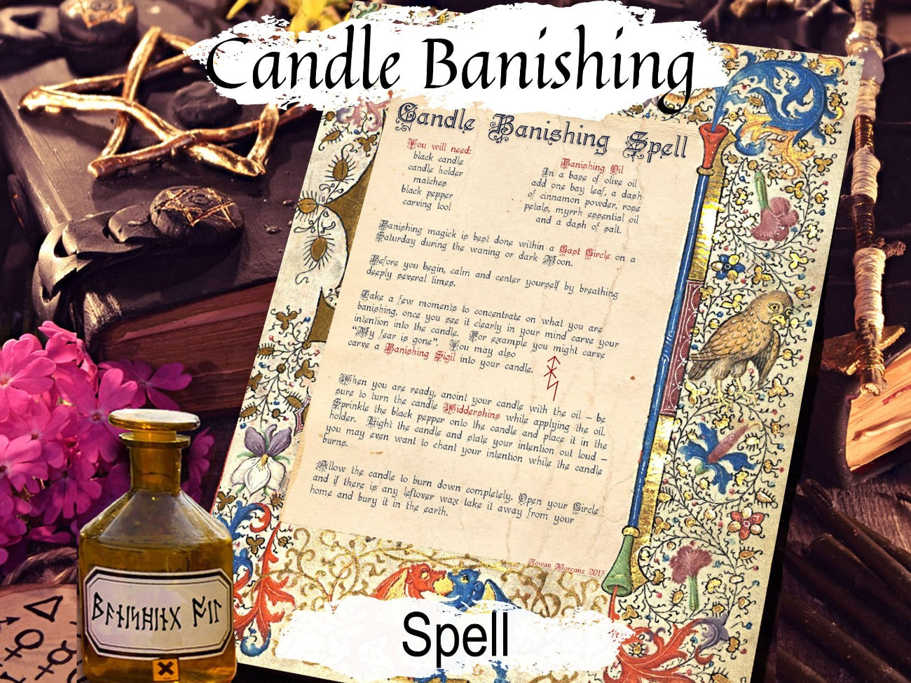 CANDLE BANISHING SPELL, Charmed Style Printable, Includes Recipe for Banishing Oil, Wicca Cleansing, Witchcraft Anti Hex Spell - Morgana Magick Spell