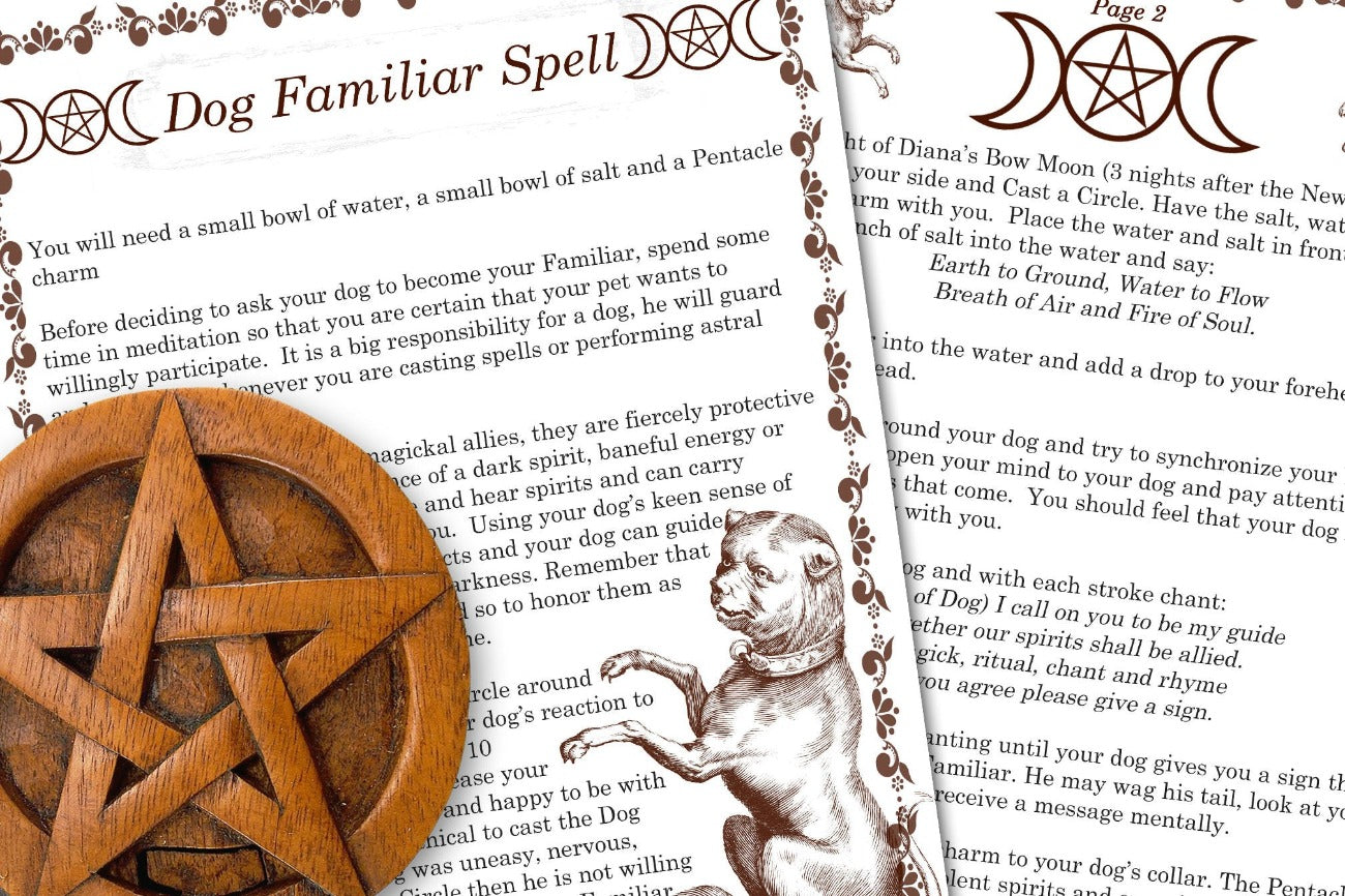 DOG FAMILIAR SPELL 2 Pages, Wicca Get a Dog Familiar, Dog Spirit Guide, Magical Pet, Witchcraft Familiar magical pet, Witch Animal Spell - Morgana Magick Spell