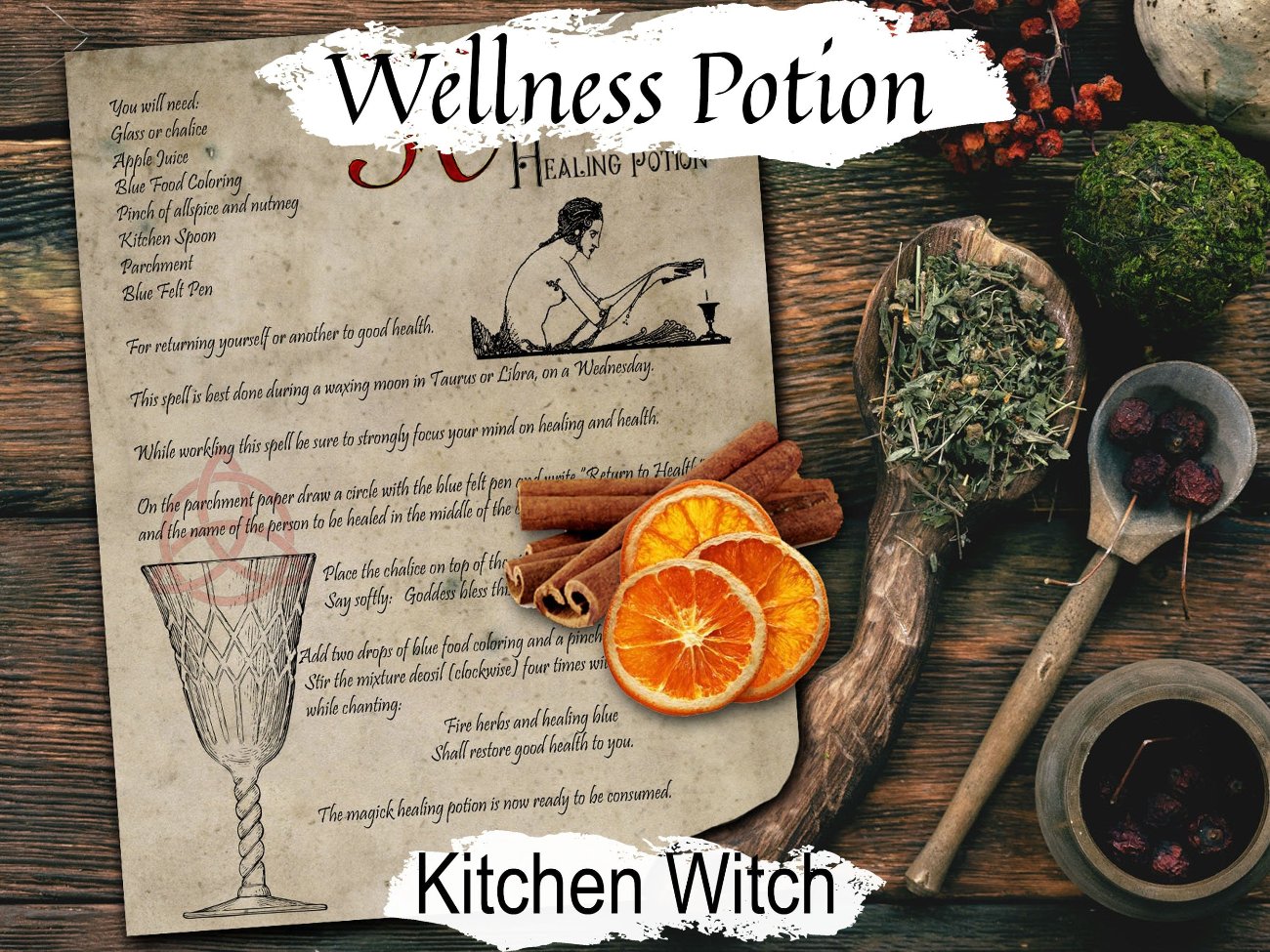 KITCHEN WITCH POTION, Cottage Witchcraft, Cooking Spell, Wicca Green Witch, Kitchen Witchery, Potion Spell, Printable Spellbook page - Morgana Magick Spell