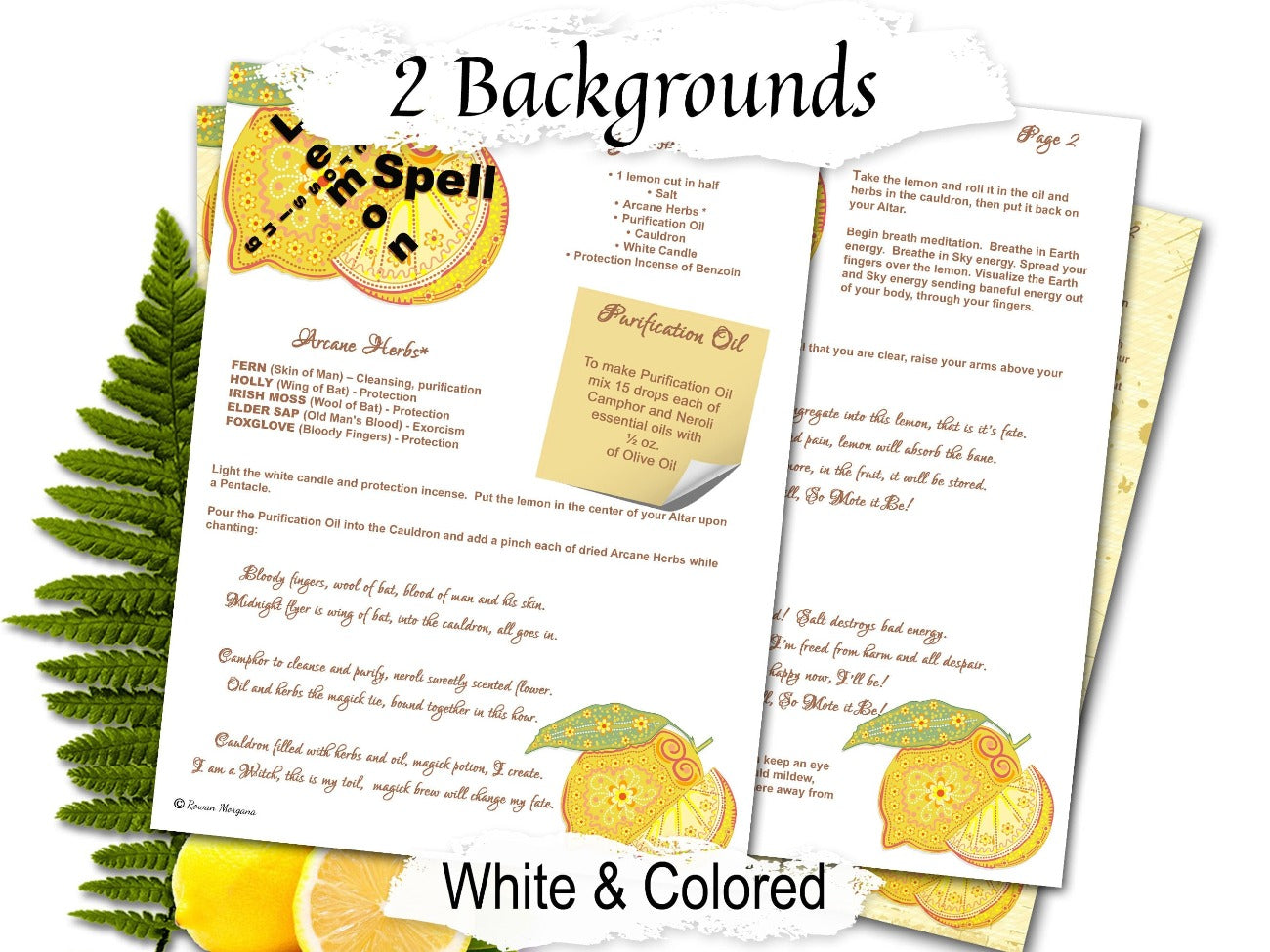 LEMON UNCROSSING SPELL, Banish Negative Energy, Clear Old Emotions, Purification Ritual, Witchy Apothecary Magic, Herb Witchcraft, 2 Pages - Morgana Magick Spell