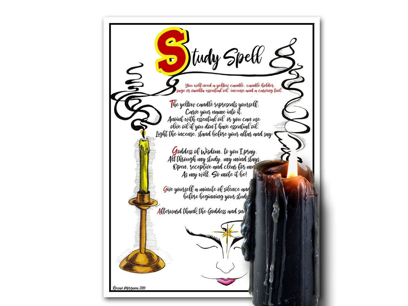 STUDY SPELL Charmed Style, Learning Spell For Good Marks, Memory Spell, Wicca Witchcraft Student Magic, Witch Book of Shadows Printable - Morgana Magick Spell
