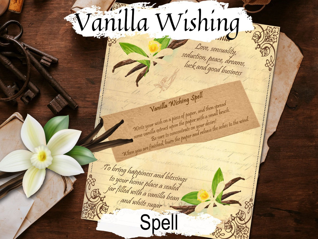 VANILLA WISHING SPELL, Kitchen Witch Magic, Cottage Witchcraft, Make a Wish, Dream Come True, Wicca Herb Apothecary, Green Witch Garden - Morgana Magick Spell