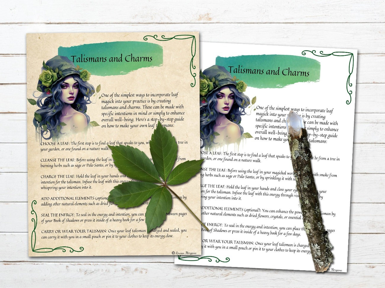 LEAF MAGICK GUIDE, Green Witch Nature Spells, Herbal Spellcasting, Leaf Divination, Earth Energy, Garden Ritual, Banish Negativity, 11 Pages - Morgana Magick Spell