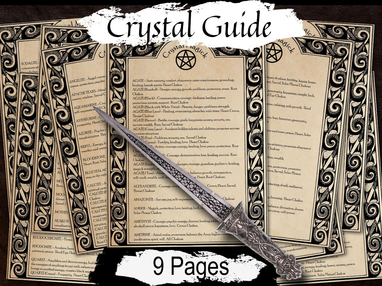 CRYSTAL CORRESPONDENCES GUIDE, Ritual & Spell gem correspondences, magic witch stones, Wicca Witchcraft, Crystal Witch Printable 9 Pages - Morgana Magick Spell