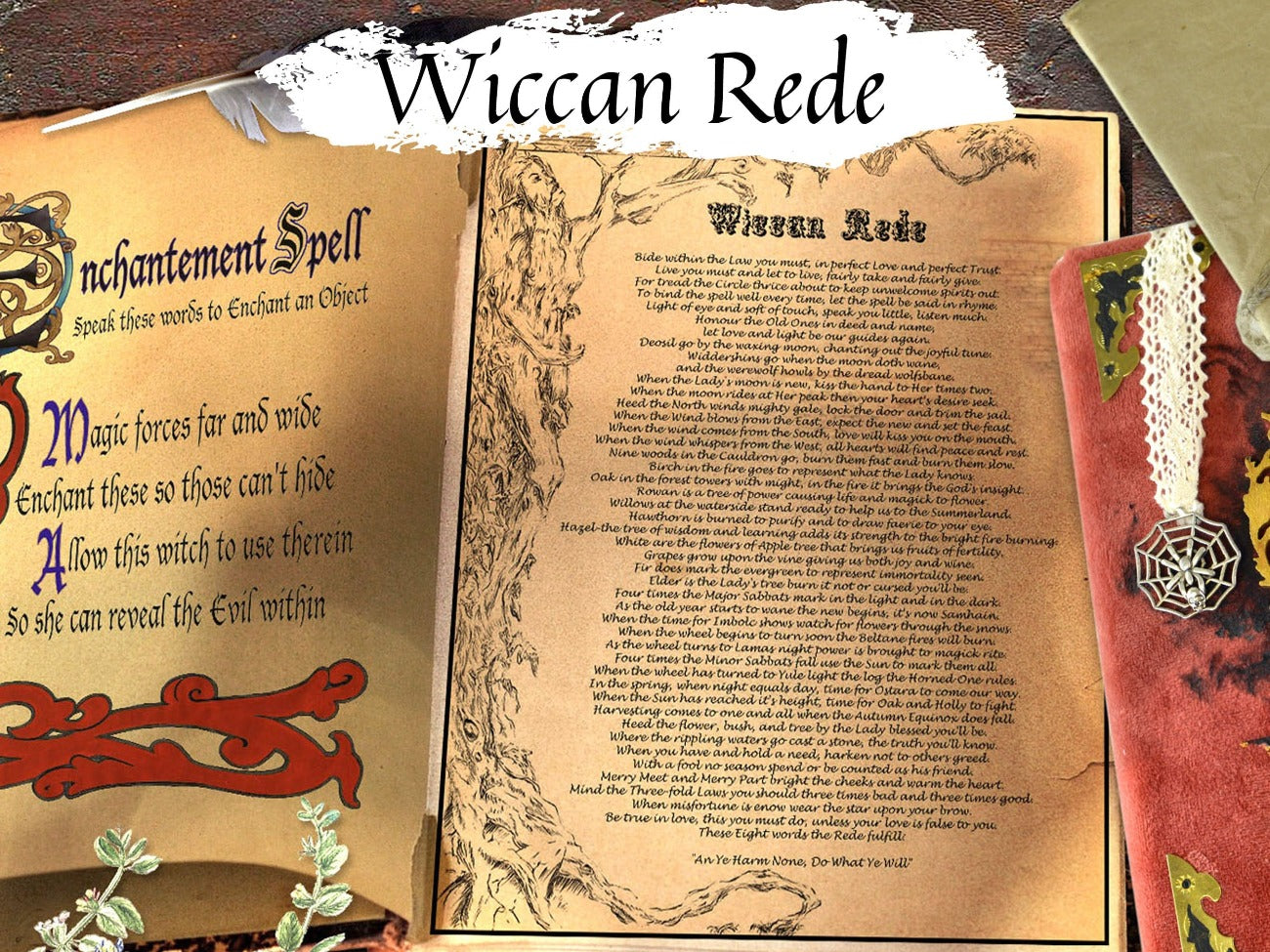 WICCAN REDE, Laws of Wicca, Wiccan Creed, An Harm Ye None, Wicca Witchcraft Magic Threefold Law, Witchs Creed, Do What you Will, Printable - Morgana Magick Spell
