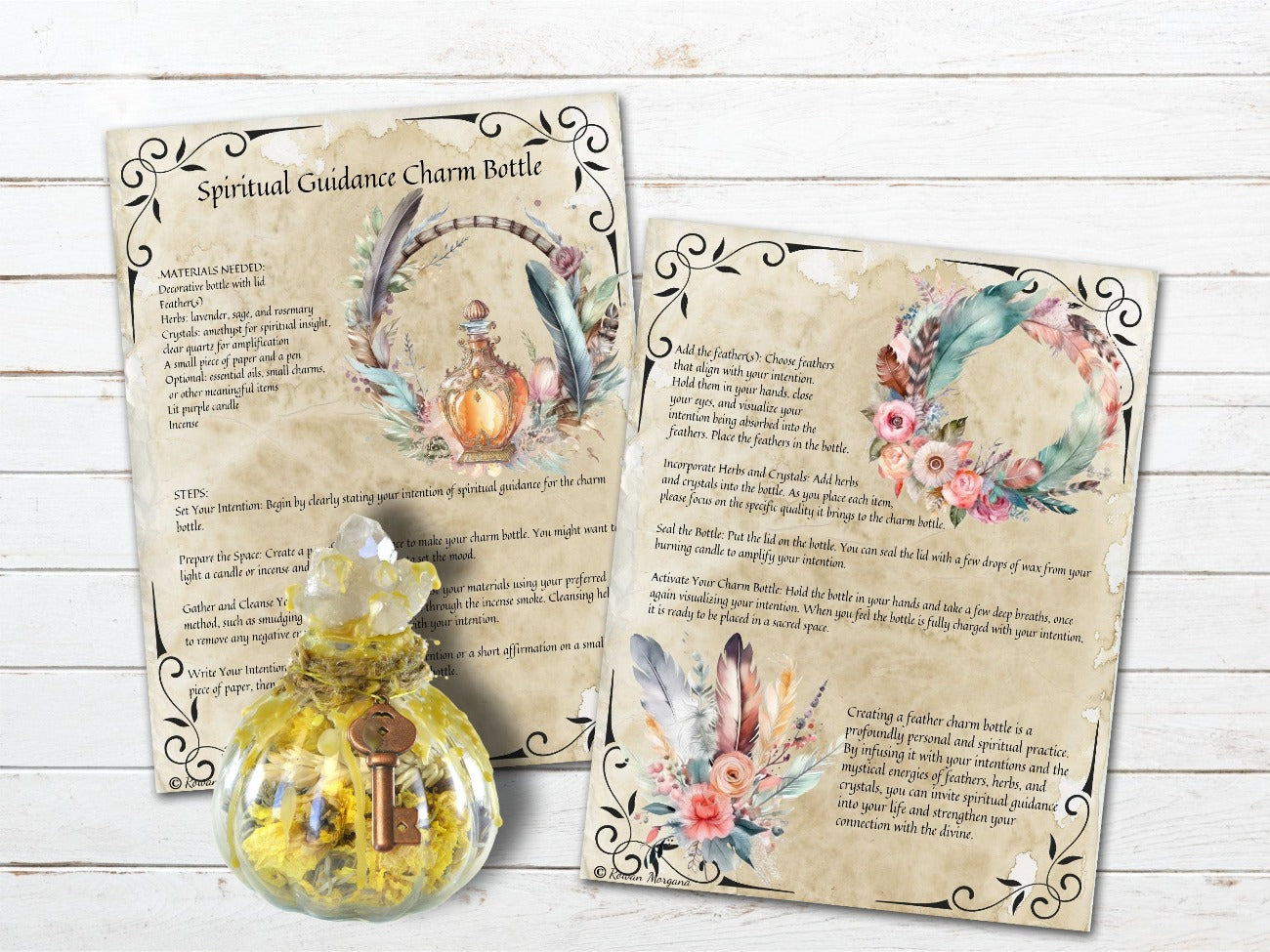 FEATHER MAGICK, Spiritual Symbolism, Magickal Properties & Colors, Charm Bottle Spell, Angels, Ethical Collection, 19 Printable BOS Pages - Morgana Magick Spell