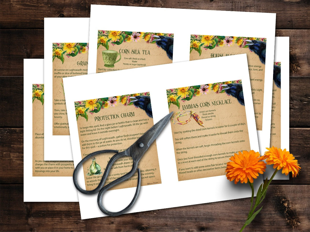 LUGHNASADH SPELL CARDS, Enchanting Spells, Unlock the Magic of Lammas, 10 Printable Postcards, Wicca Sabbat Altar, Pagan Witch Gift - Morgana Magick Spell