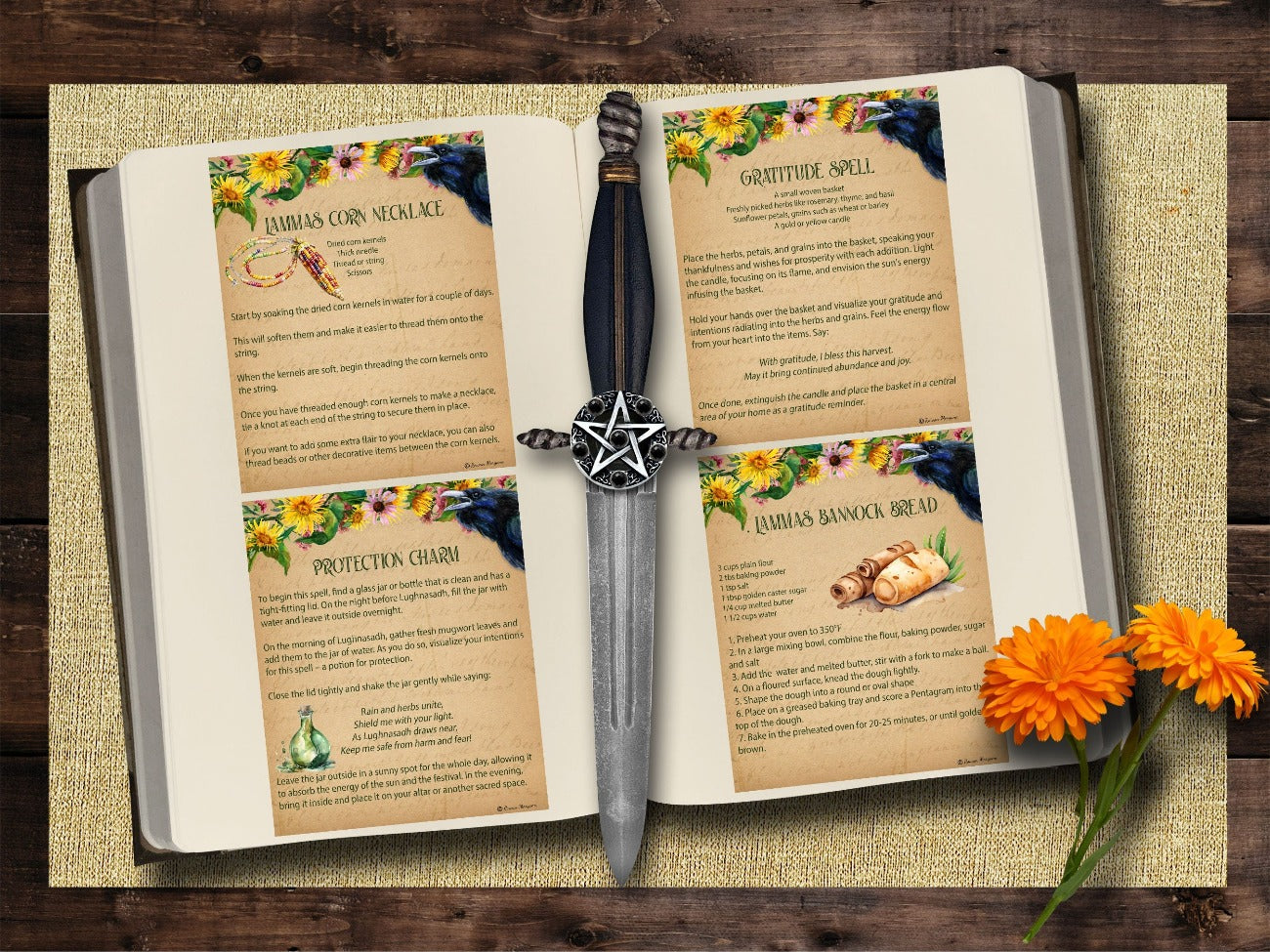 LUGHNASADH SPELL CARDS, Enchanting Spells, Unlock the Magic of Lammas, 10 Printable Postcards, Wicca Sabbat Altar, Pagan Witch Gift - Morgana Magick Spell