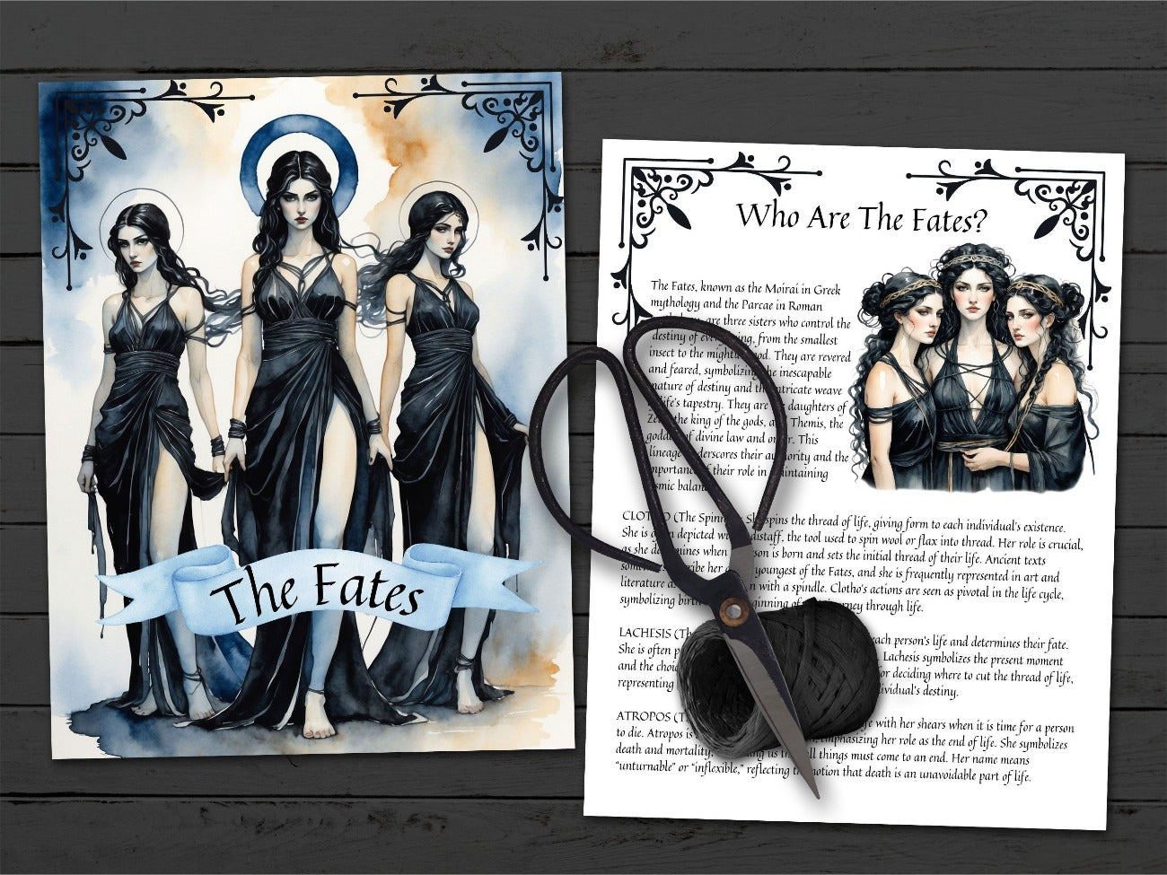 THE FATES, Greek Mythology, Destiny Spell Magic, Clotho Lachesis Atropos, Divine Cosmic Laws, Thread & Spindle, Digital Download, 10 pages - Morgana Magick Spell