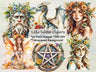 LITHA CLIPART - Summer Solstice, Pagan Wiccan Fantasy Graphics, 24 Watercolor PNGs, Commercial Use - Morgana Magick Spell