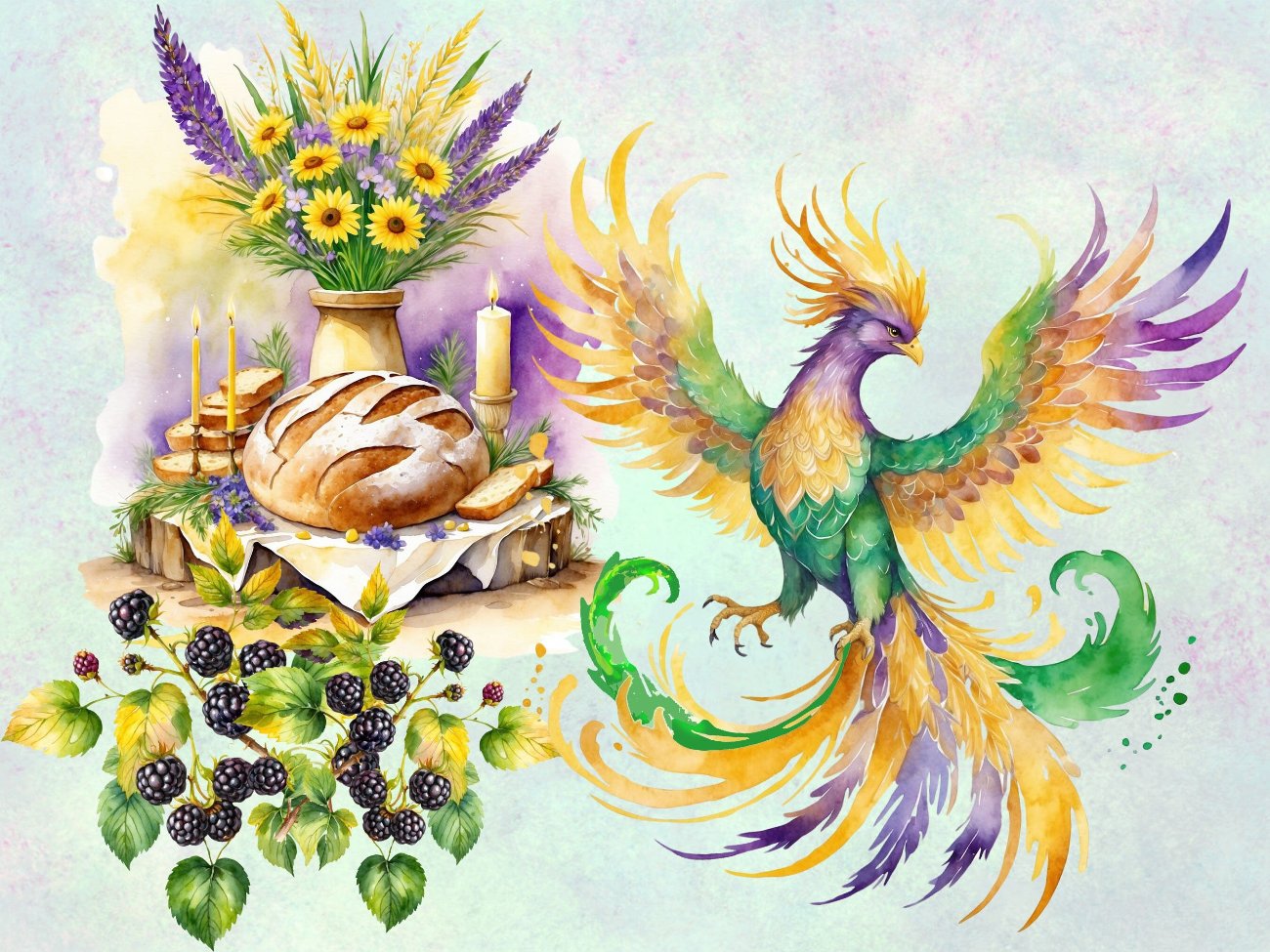 LUGHNASADH CLIPART, Lammas, Goddess Demeter, Sun God Lugh, Pagan Ritual Altar Art, Wicca Sabbat Graphics, 47 Watercolor PNGs, Commercial Use - Morgana Magick Spell