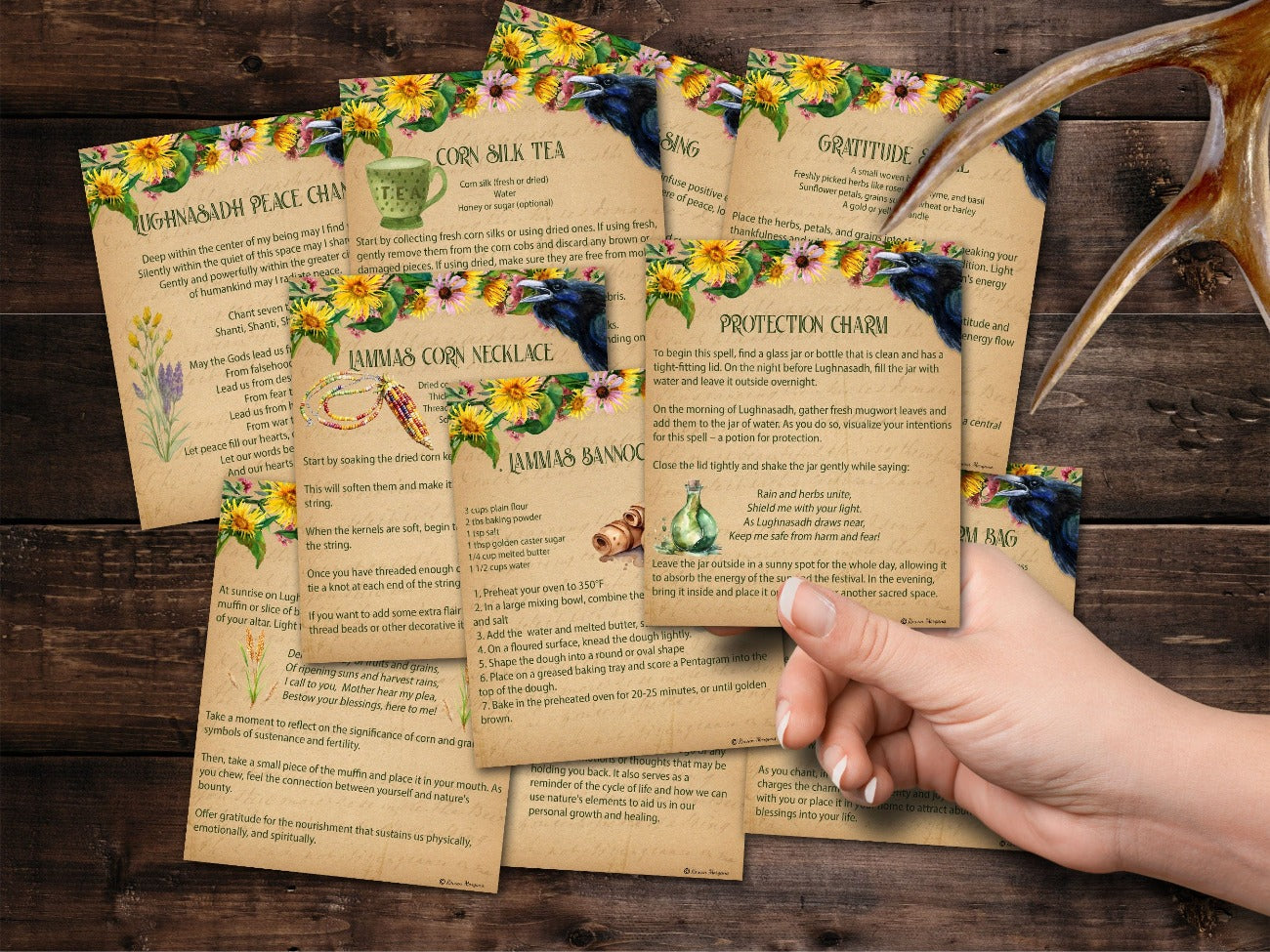 LUGHNASADH SPELL CARDS, Enchanting Spells, Unlock the Magic of Lammas, 10 Printable Postcards, Wicca Sabbat Altar, Pagan Witch Gift - Morgana Magick Spell