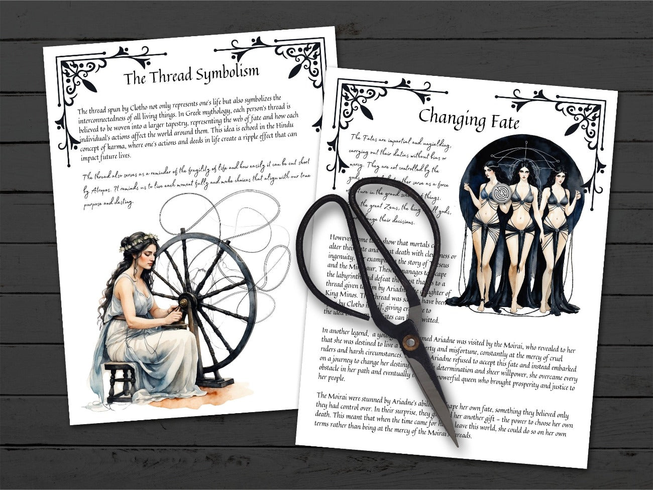 THE FATES, Greek Mythology, Destiny Spell Magic, Clotho Lachesis Atropos, Divine Cosmic Laws, Thread & Spindle, Digital Download, 10 pages - Morgana Magick Spell