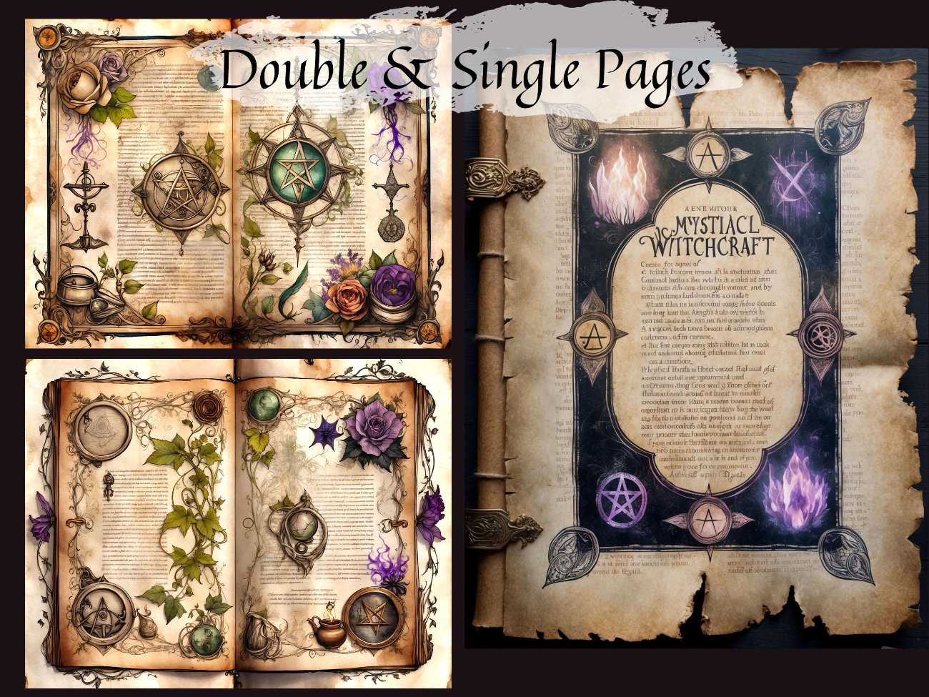 HALLOWEEN GRIMOIRE, Fantasy Junk Journal Kit, Witch Journal, Wiccan Spell Book, 36 Unique Pages, Witchcraft, Alchemy Apothecary, Printable - Morgana Magick Spell