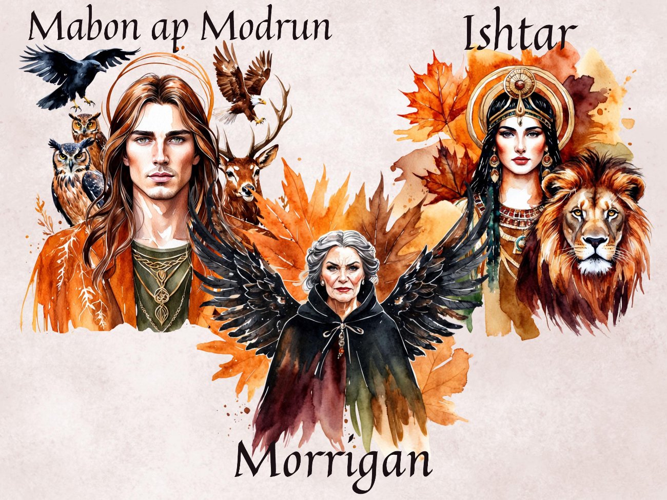 MABON CLIPART, Autumn Equinox, Persephone Morrigan Ishtar