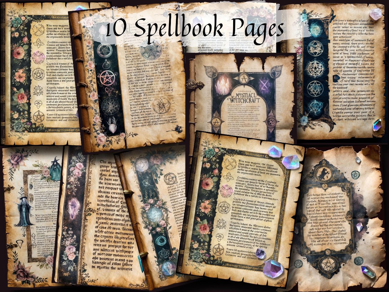 HALLOWEEN GRIMOIRE, Fantasy Junk Journal Kit, Witch Journal, Wiccan Spell Book, 36 Unique Pages, Witchcraft, Alchemy Apothecary, Printable - Morgana Magick Spell