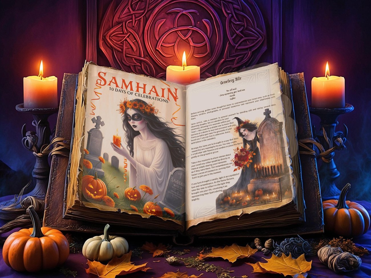 10 DAYS of SAMHAIN, Halloween Printable Grimoire, Rituals Spells Journal Prompts, Ancestor Altar, Graveyard Spirits, Wicca Sabbat Altar - Morgana Magick Spell