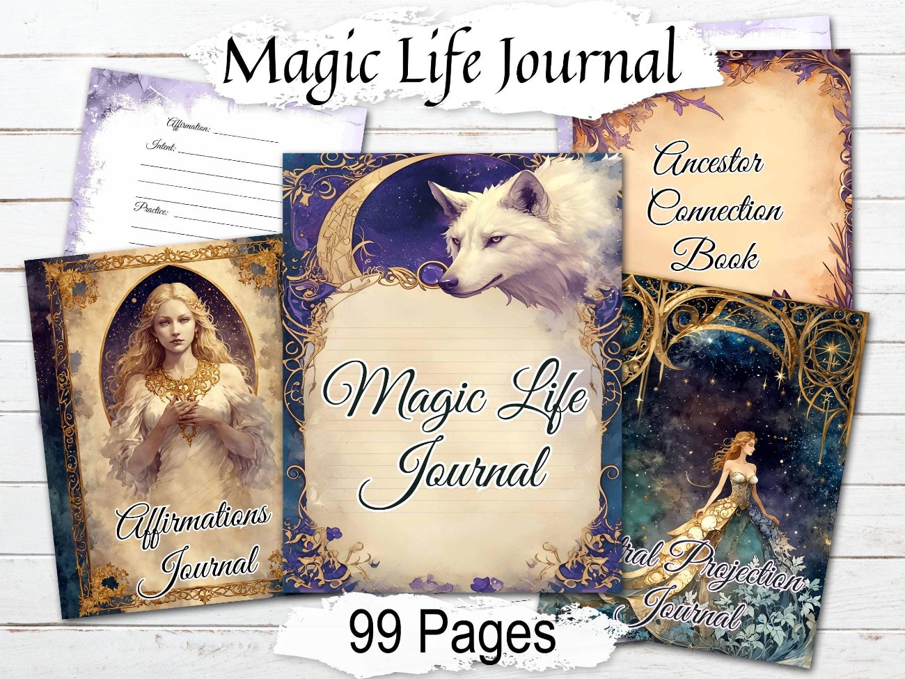 50 MAGIC lIFE, Logs Planners Journals, Shadow Work, Book of Shadows, Grimoire, 103 Printable pages, Celestial Notebook, Witchcraft