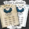 LUNAR CALENDAR 2025, Crow Moon, Wicca Witch Moon Phase Lunar Cycle Chart, Printable Spellbook Page, Makes a Great Gift - Morgana Magick Spell