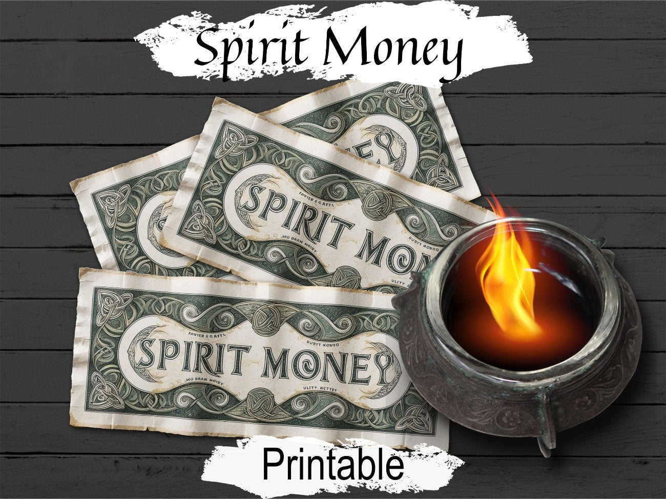 SPIRIT MONEY, Printable Wealth Magic, Haunted Ghost Ancestor Offerings, Money Blessing Joss Paper, Lucky Fortune Spell, Halloween Witchcraft - Morgana Magick Spell