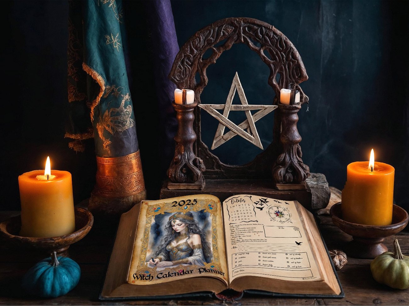 2025 CALENDAR PLANNER 13 Printable Pages, One page for each month plus a witchy Title Page, Plan your 2025 Pagan Wiccan Sabbats and Esbats - Morgana Magick Spell