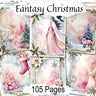 YULE FANTASY, Pink Christmas Junk Journal, 105 Pages, Pastel Decorative Winter Papers - Morgana Magick Spell