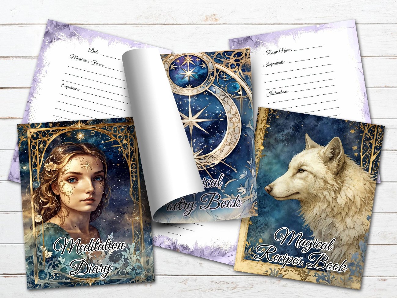 50 MAGIC lIFE, Logs Planners Journals, Shadow Work, Book of Shadows, Grimoire, 103 Printable pages, Celestial Notebook, Witchcraft