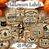 SPOOKY VINTAGE HALLOWEEN Apothecary Labels - Set of 20 PNGs - Morgana Magick Spell