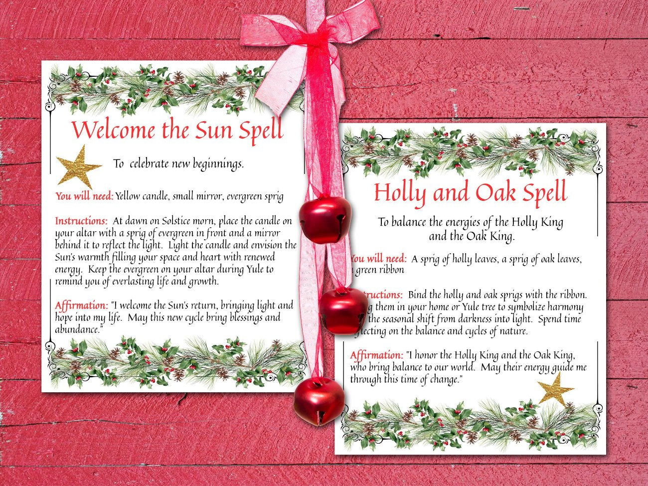 YULE SPELL CARDS, Spells and Magic, 10 Printable Postcards, 5.5&quot; x 4.5&quot;, Wicca Sabbat Altar, Winter Solstice Altar Rituals - Morgana Magick Spell