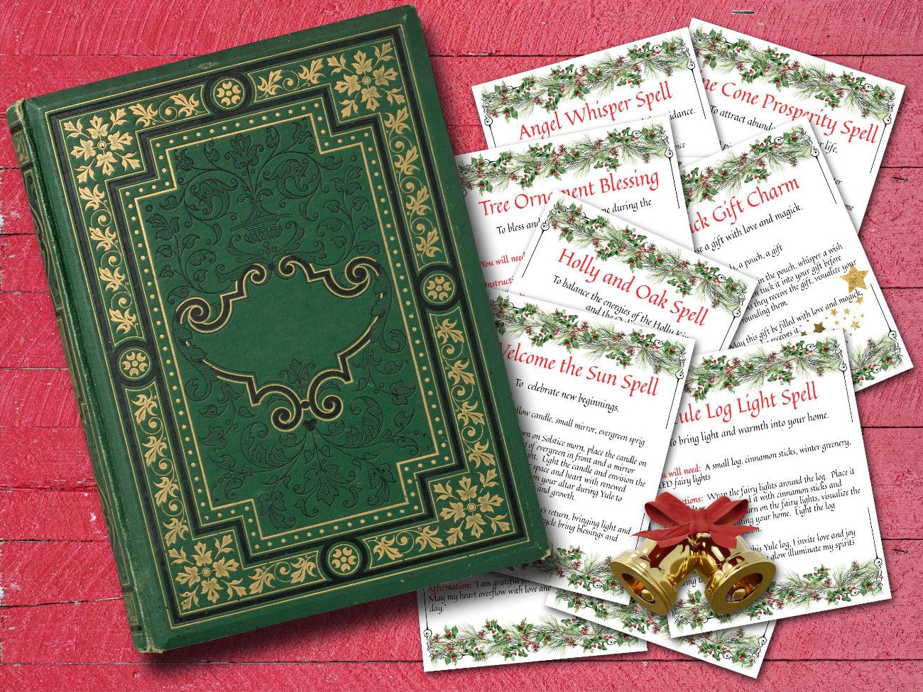 YULE SPELL CARDS, Spells and Magic, 10 Printable Postcards, 5.5&quot; x 4.5&quot;, Wicca Sabbat Altar, Winter Solstice Altar Rituals - Morgana Magick Spell