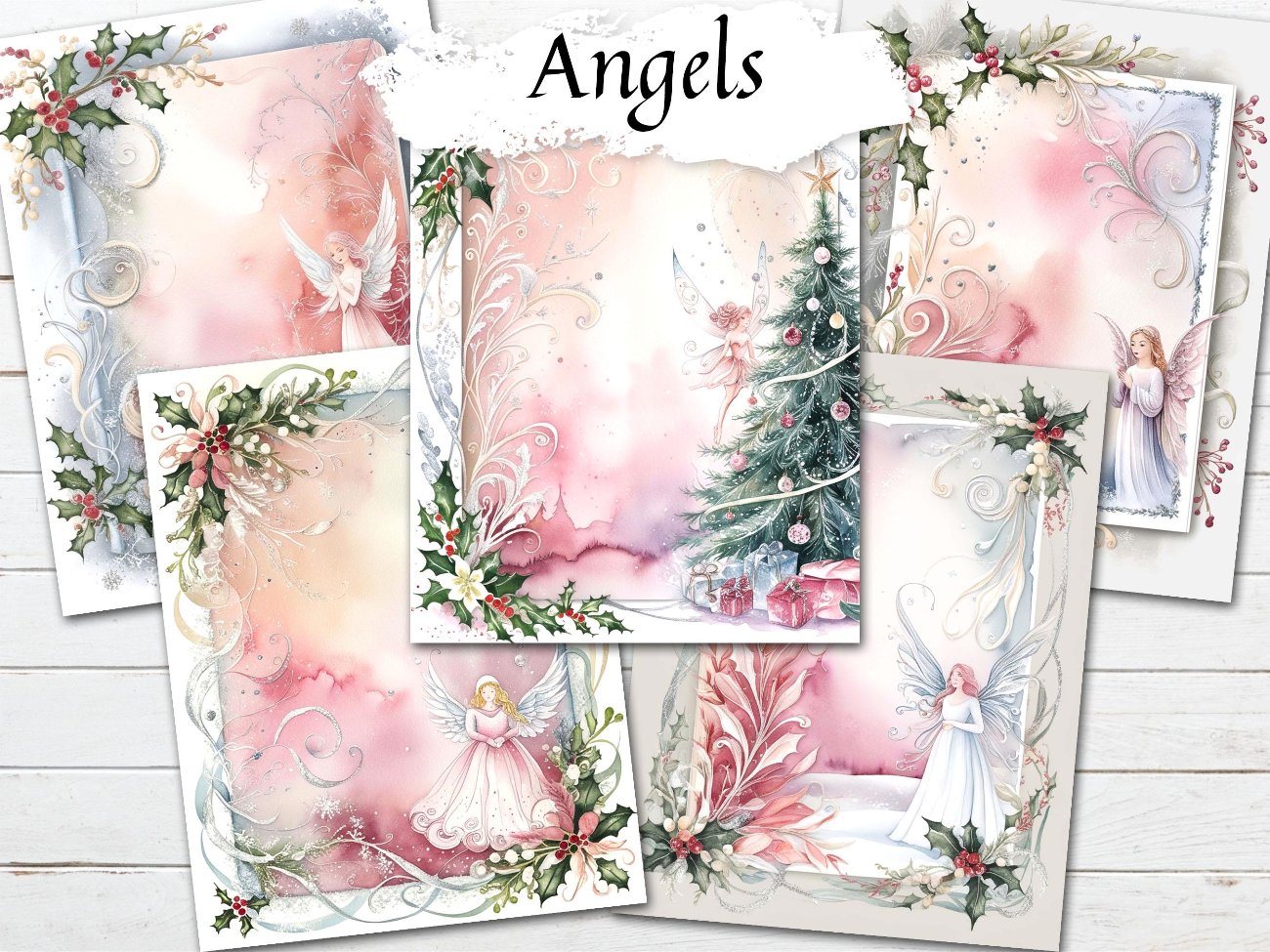 YULE FANTASY, Pink Christmas Junk Journal, 105 Pages, Pastel Decorative Winter Papers - Morgana Magick Spell