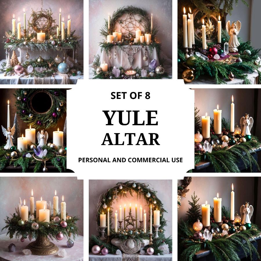 YULE ALTAR- Digital Backdrop for Commercial Use - Christmas Backgrounds, 8 Images