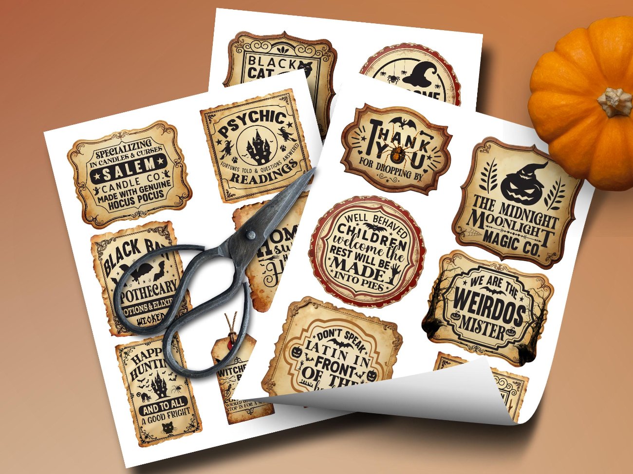 SPOOKY VINTAGE HALLOWEEN Apothecary Labels - Set of 20 PNGs - Morgana Magick Spell