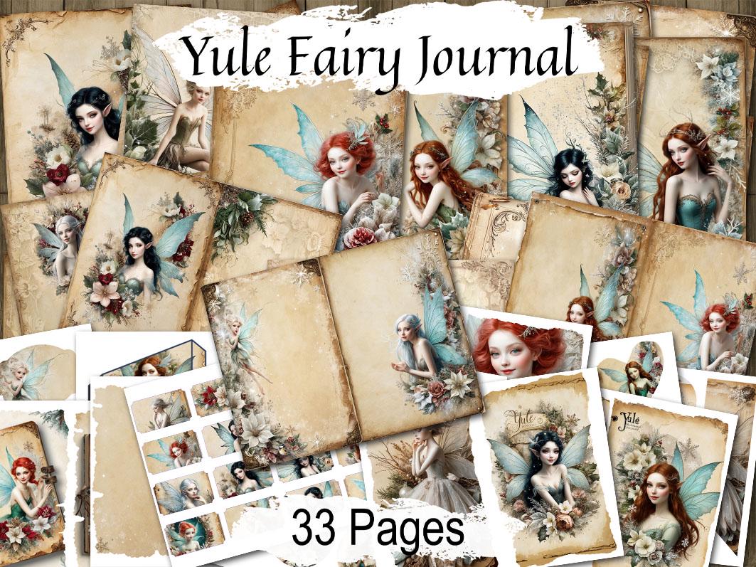 YULE FAIRY, Junk Journal, Christmas Digital Kit, Pagan Wicca Book of Shadows with Ephemera, 33 Pages - Morgana Magick Spell