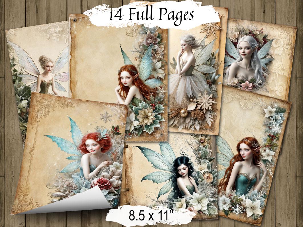 YULE FAIRY, Junk Journal, Christmas Digital Kit, Pagan Wicca Book of Shadows with Ephemera, 33 Pages - Morgana Magick Spell