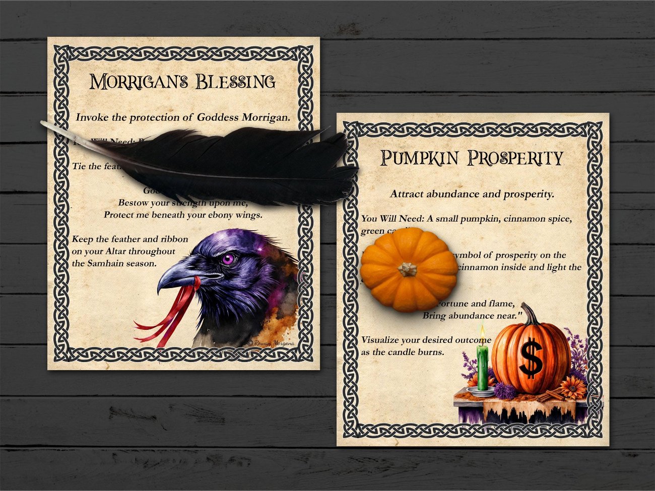 SAMHAIN SPELL CARDS, Halloween Spells and Magic, 10 Printable Postcards, Wicca Sabbat Altar, Pagan Witch Gift - Morgana Magick Spell