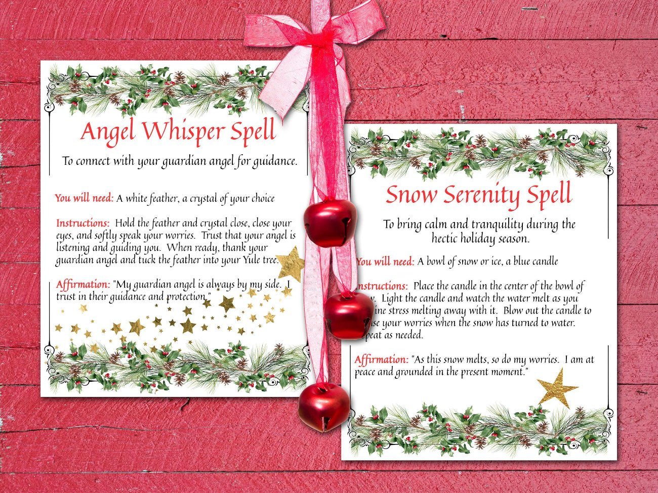 YULE SPELL CARDS, Spells and Magic, 10 Printable Postcards, 5.5&quot; x 4.5&quot;, Wicca Sabbat Altar, Winter Solstice Altar Rituals - Morgana Magick Spell