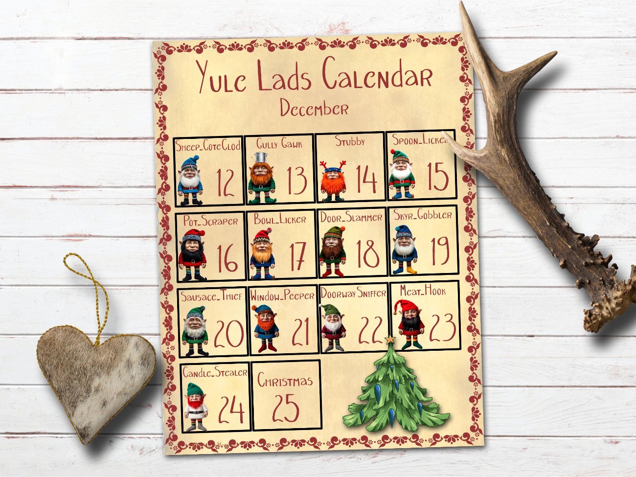 ICELANDIC YULE LADS Legend, Gryla, Winter Solstice, Christmas Monster, Calendar, Postcards, Scandinavian Folklore, Nordic Xmas, 21  Pages - Morgana Magick Spell