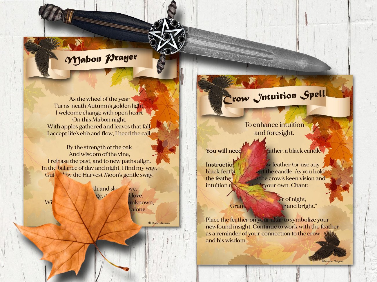 MABON SPELL CARDS, Spells and Magic, 10 Printable Postcards, 5.5&quot; x 4.5&quot;, Wicca Sabbat Altar, Autumn Equinox Rituals - Morgana Magick Spell