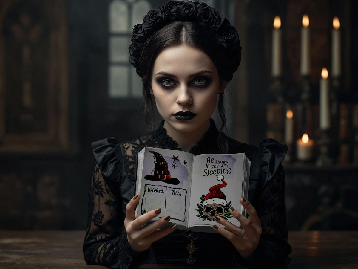 SCARY CHRISTMAS Junk Journal and Tags, Creepy Gothic Witch Christmas, Spooky Gothmas, Christmas Gift, 9 Page Journal and 14 Labels - Morgana Magick Spell