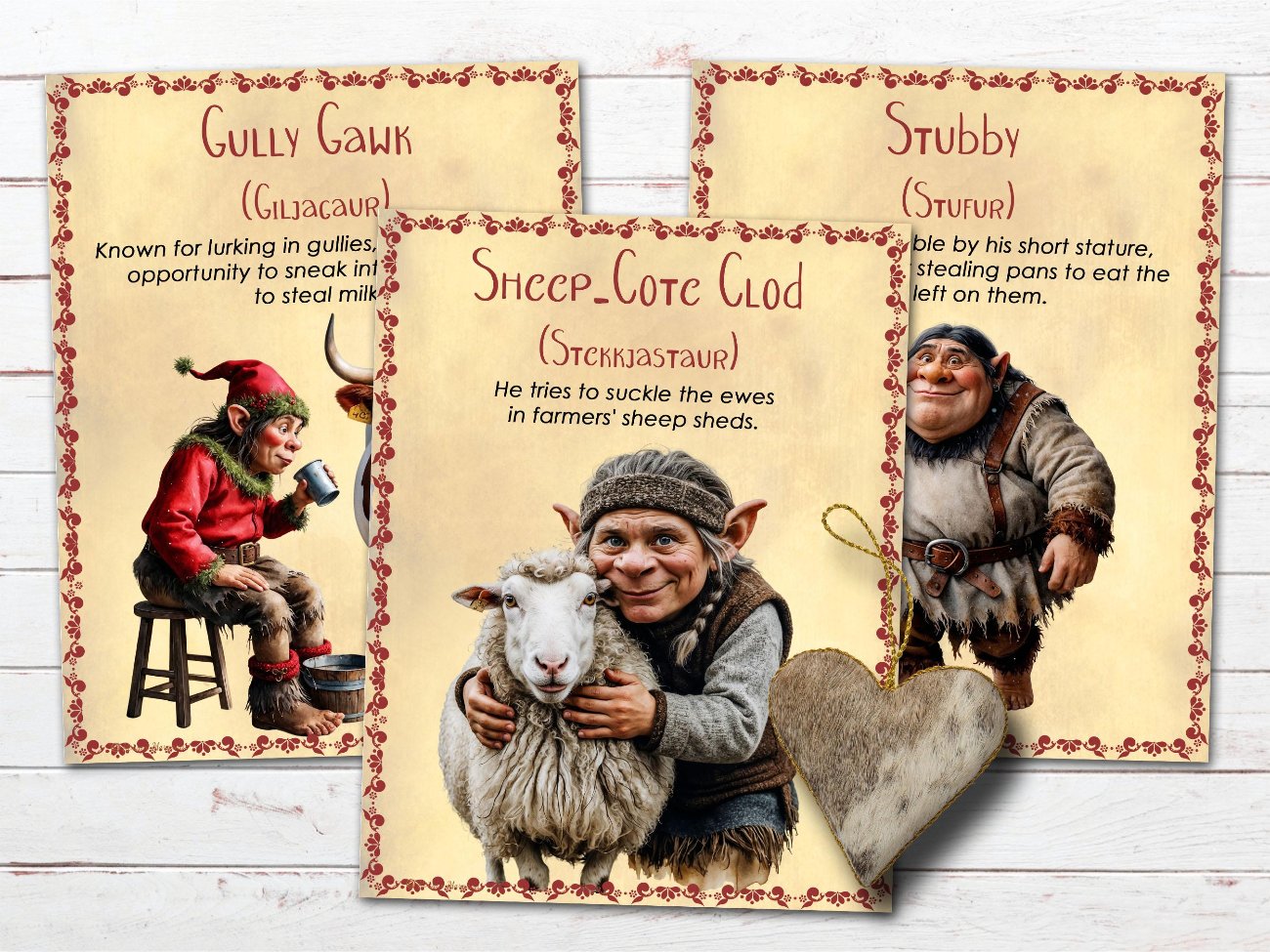 ICELANDIC YULE LADS Legend, Gryla, Winter Solstice, Christmas Monster, Calendar, Postcards, Scandinavian Folklore, Nordic Xmas, 21  Pages - Morgana Magick Spell