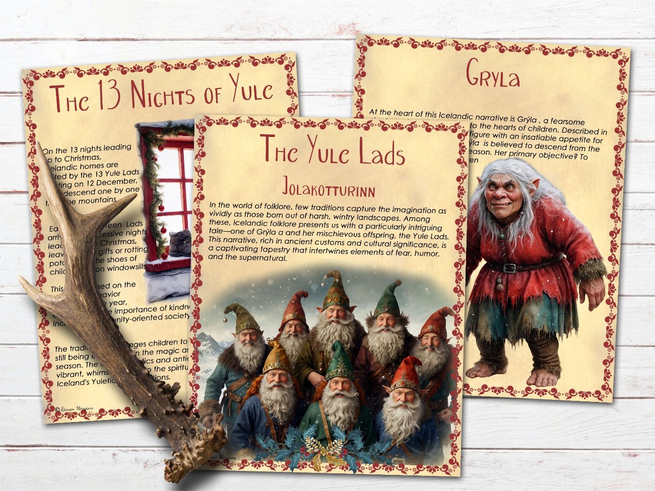 ICELANDIC YULE LADS Legend, Gryla, Winter Solstice, Christmas Monster, Calendar, Postcards, Scandinavian Folklore, Nordic Xmas, 21  Pages - Morgana Magick Spell