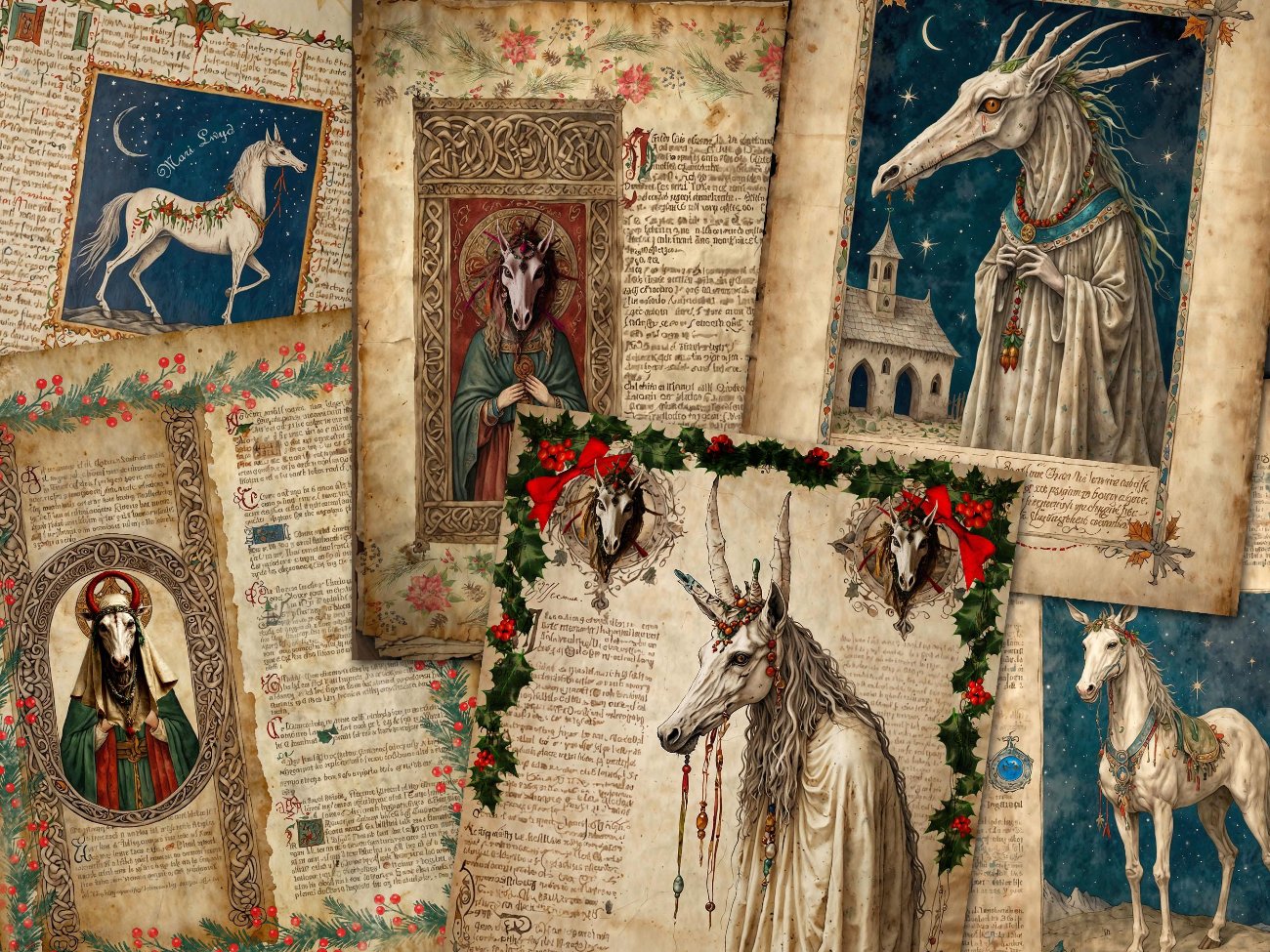 MARI LWYD, Junk Journal, Welsh Christmas Horse, Creepy Yule Skeleton, Mythical Spirit, Gothic Skull, Celtic Folklore, 20 Printable Pages - Morgana Magick Spell