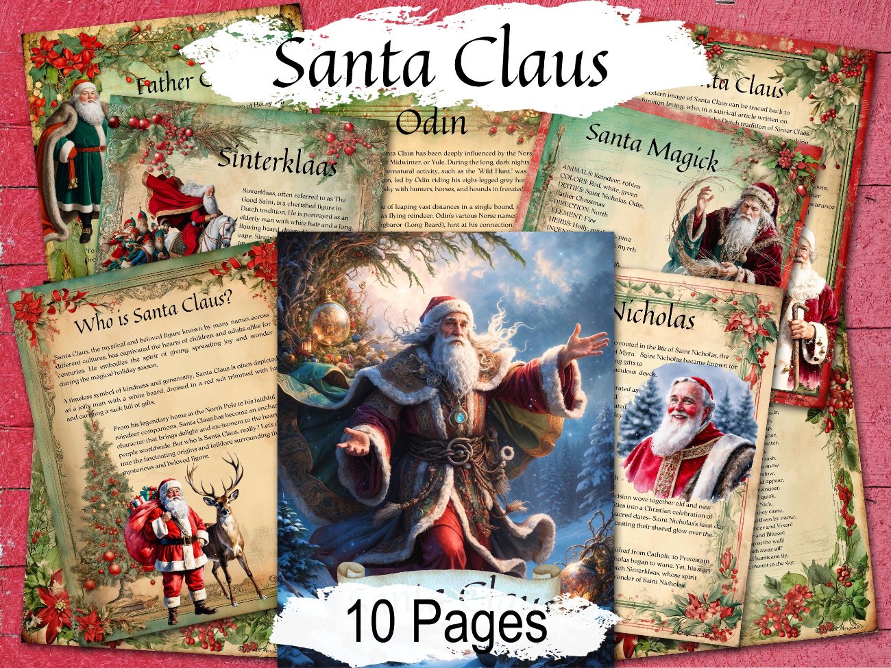 SANTA CLAUS Grimoire Pages – A Magical Yule Addition to Your Practice, 10 pages, Father Christmas, St. Nicholas, Sinterklaas- Morgana Magick Spell