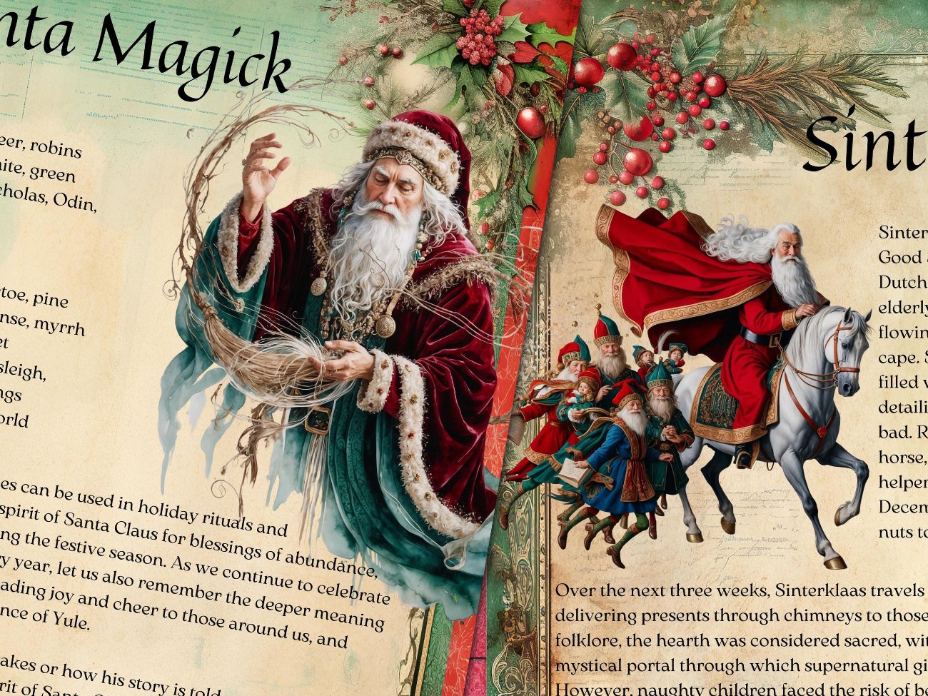 SANTA CLAUS Grimoire Pages – A Magical Yule Addition to Your Practice, 10 pages, Father Christmas, St. Nicholas, Sinterklaas- Morgana Magick Spell