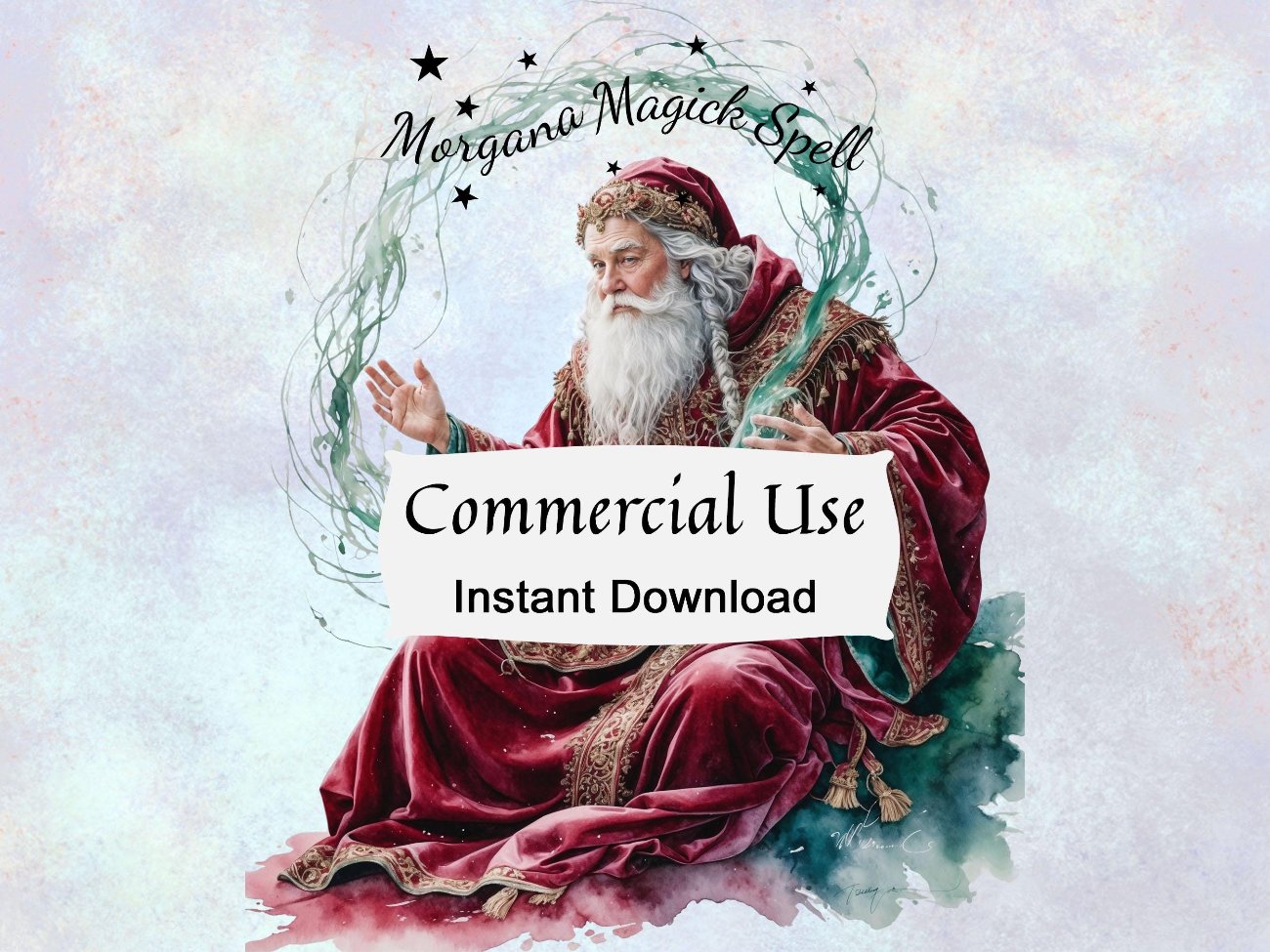 MAGIC SANTA CLAUS - Christmas Digital Prints, 26 Watercolor Art PNGs for Commercial Use