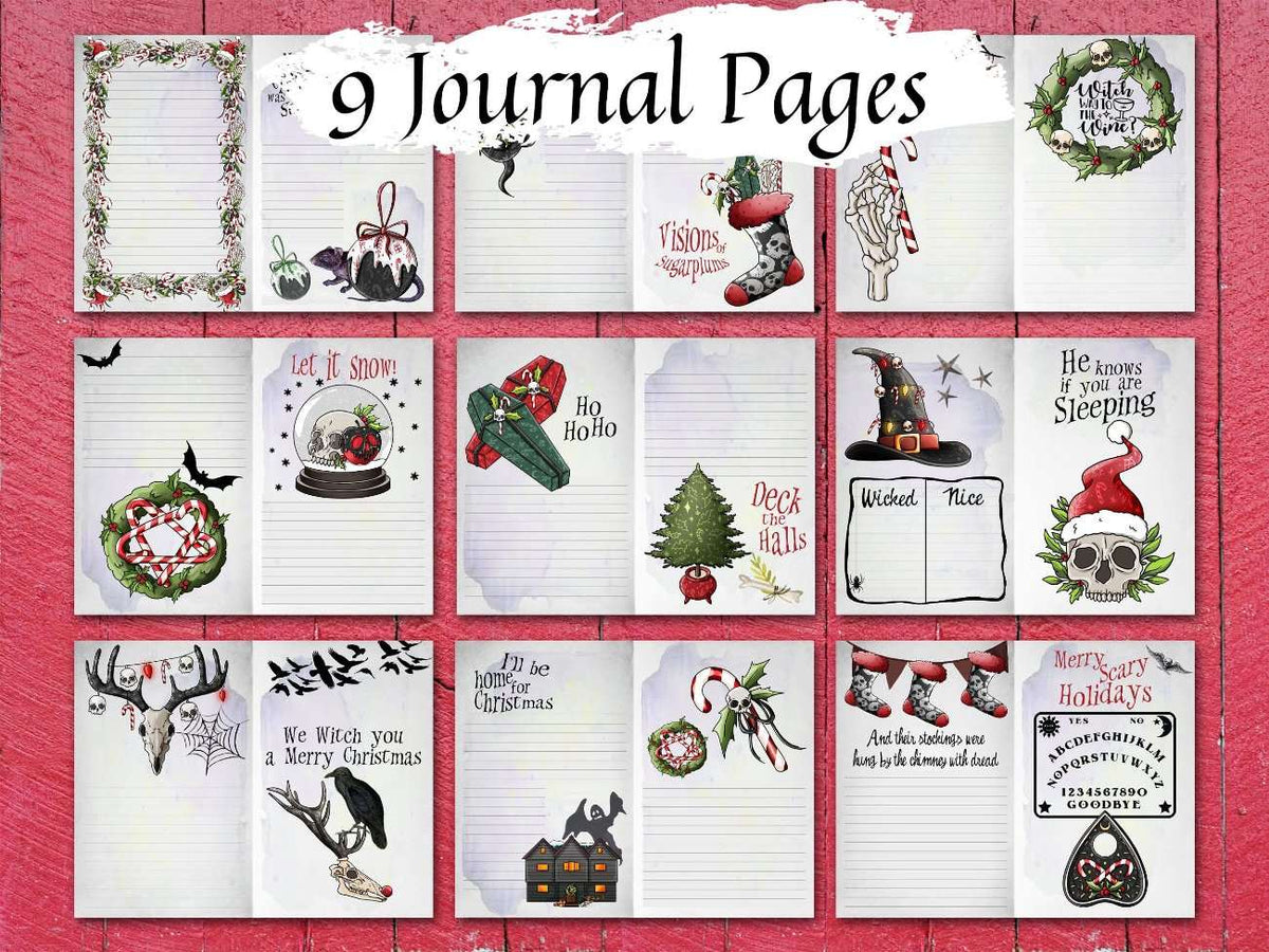 SCARY CHRISTMAS Junk Journal and Tags, Creepy Gothic Witch Christmas, Spooky Gothmas, Christmas Gift, 9 Page Journal and 14 Labels - Morgana Magick Spell