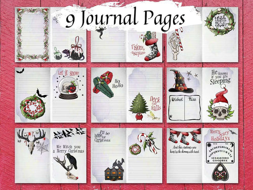 SCARY CHRISTMAS Junk Journal and Tags, Creepy Gothic Witch Christmas, Spooky Gothmas, Christmas Gift, 9 Page Journal and 14 Labels - Morgana Magick Spell
