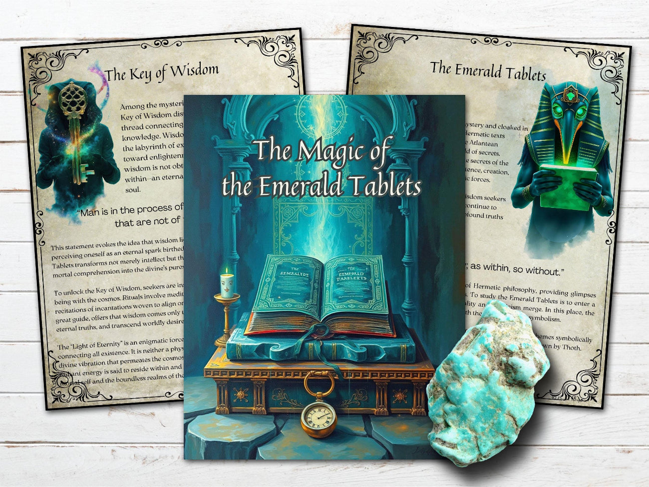 The EMERALD TABLETS, Book of Shadows, 16 pages of Wisdom from Thoth the Atlantean, Mysteries of Life & Divine Truth - Morgana Magick Spell